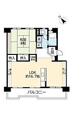 UR都市機構洛西新林北団地4棟 1LDKの間取図画像