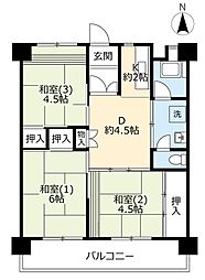 UR都市機構桃山南団地3棟 3DKの間取図画像