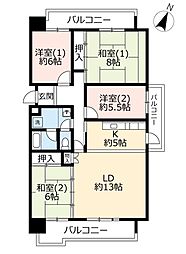 UR都市機構洛西竹の里団地2棟 4LDKの間取図画像