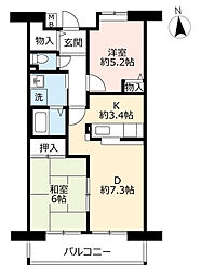 UR都市機構京都十条3号棟 2DKの間取図画像