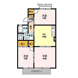 ファミールタヤマB 3DKの間取図画像