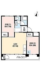 UR中登美第三 3階2LDKの間取り