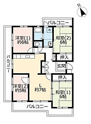 UR都市機構奈良青山一丁目団地5棟 4LDKの間取図画像