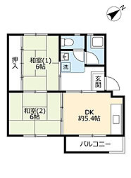 UR都市機構西大和片岡台団地3号 2DKの間取図画像