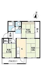 UR都市機構西大和片岡台団地3号 3Kの間取図画像