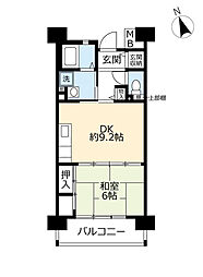 UR都市機構奈良学園前・鶴舞4号棟 1DKの間取図画像