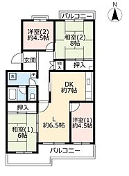 UR都市機構高の原駅前団地3号棟 4LDKの間取図画像