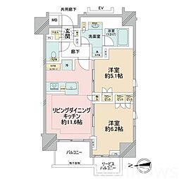ブリリア上野プレイス 2LDKの間取図画像