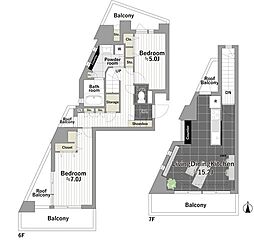 ヴェルビュ十条壱番館 2LDKの間取図画像