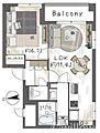間取り図：1L...