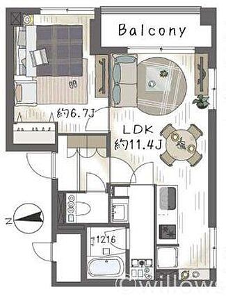 間取り図：1L...