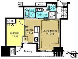 プラウドタワー東池袋ステーションアリーナ 1LDKの間取り