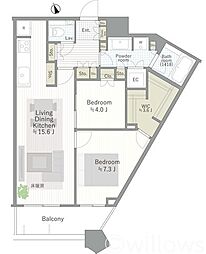 勝どきザ・タワー 2LDKの間取図画像