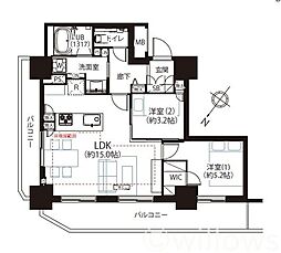 グローリオタワー巣鴨 2LDKの間取図画像