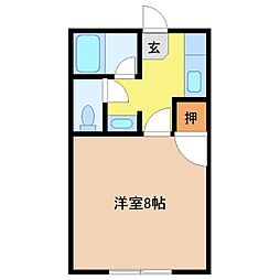 コーポシェトラン 2階1Kの間取り