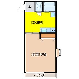 パルメディア　S 1階1DKの間取り
