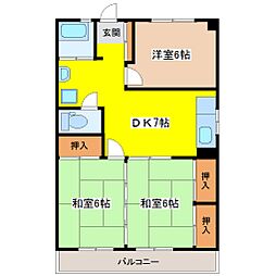 第2パークビラ 3DKの間取図画像