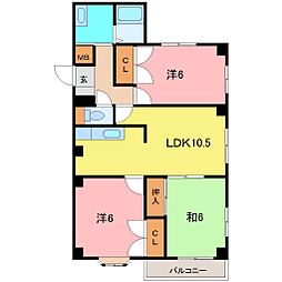 パルム舟橋 3LDKの間取図画像