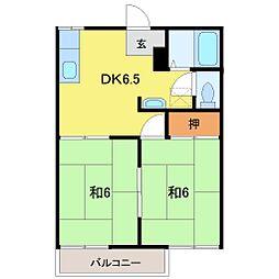 セゾンタウニー 2DKの間取図画像