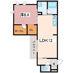 VillaCREST 1LDKの間取図画像