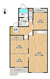 パレス一宮 3LDKの間取図画像