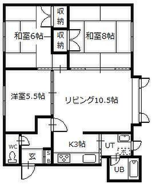 ロピア東光B.C.D C-201｜北海道旭川市東光九条3丁目(賃貸アパート3LDK・2階・67.50㎡)の写真 その2