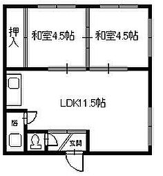 美鈴マンションB 2LDKの間取図画像
