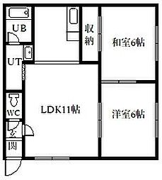 マンションおかひさ 2LDKの間取図画像