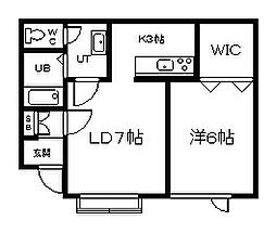 タウンズ東光 1LDKの間取図画像