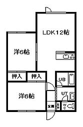 サーザンパートユニオンハウス 2LDKの間取図画像