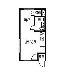 KS2・2 1DKの間取図画像