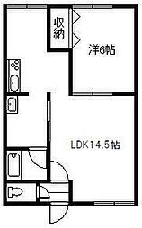 シティハイム南1条 1LDKの間取図画像