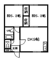 吉岡コーポ 2DKの間取図画像