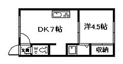 ハイツヨシクラ 1DKの間取図画像