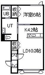 タウンズ緑が丘B 1LDKの間取図画像