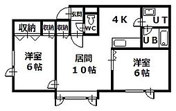 M'sハウスA 2LDKの間取図画像
