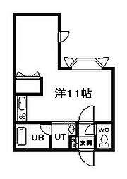 エルム医大前.A ワンルームの間取図画像