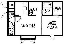 ルピナス24A 1DKの間取図画像