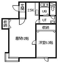 EASTHILL2 1LDKの間取図画像