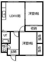 藤マンション 2LDKの間取図画像