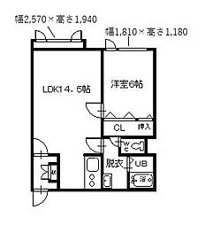 EASTHILL2 1LDKの間取図画像