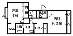 ベルフルール 1LDKの間取図画像