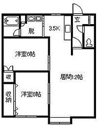 ユウハイツ 2LDKの間取図画像