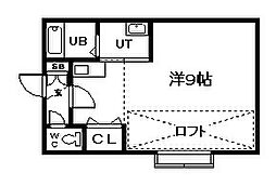 エルム医大前.B 1Kの間取図画像