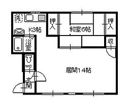 カリブハイツ 1LDKの間取図画像