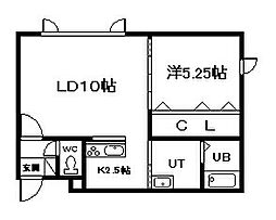 ヒルズシオン 1LDKの間取図画像