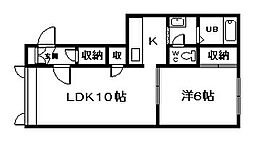 ブルーリバー 1LDKの間取図画像