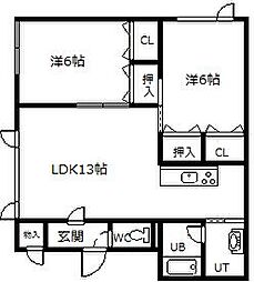 プラーザ美瑛 2LDKの間取図画像