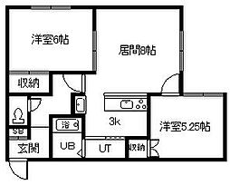 オアシス13・2 2LDKの間取図画像