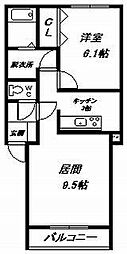 ブランキューブ2 1LDKの間取図画像
